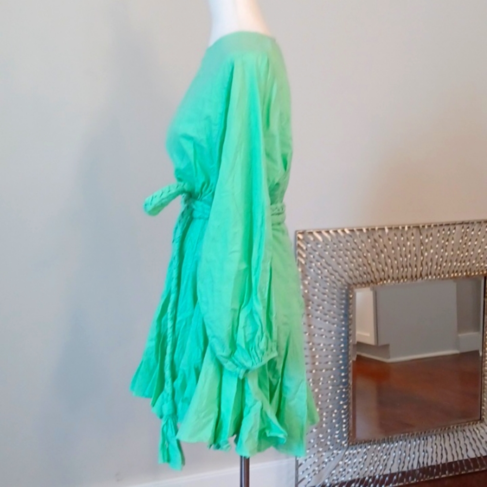 Rhode mini dress ELLA dress poplin cotton resort bishop sleeve belt Medium - Picture 13 of 13